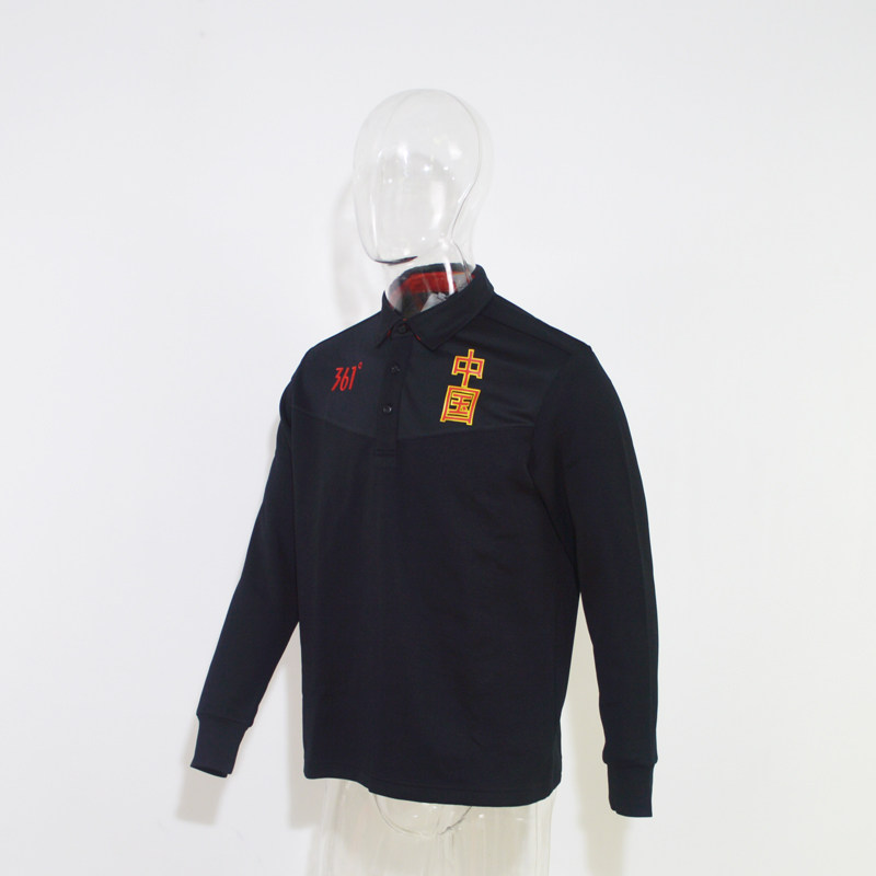 361 degree sponsored the Chinese delegation's national team black long - sleeve POLO shirt