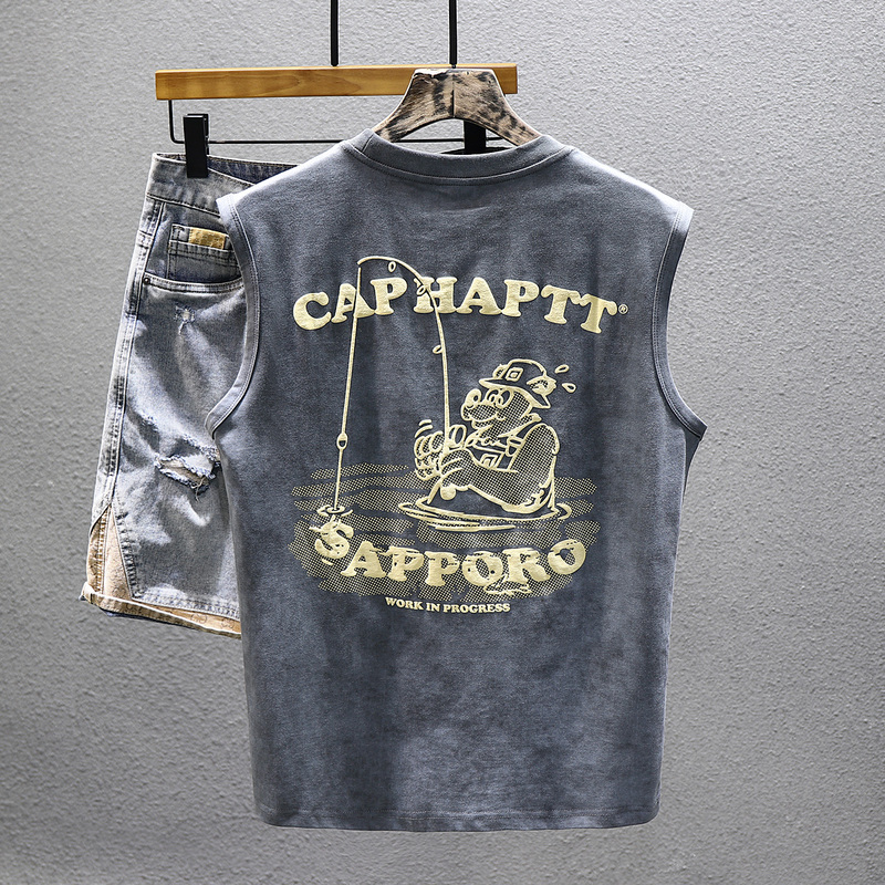 Pure Cotton T-Shirt Vest for Men, Loose-Fitting Sleeveless Tank Top for Men, Sports Fitness Basketball Men's Large Size Summer Trendy