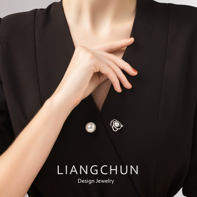 Vương miện trâm cài cao cấp nữ tính chống chói khóa đường viền cổ áo khóa cố định trâm ngọc trai quần áo trang trí đinh tán - Trâm cài