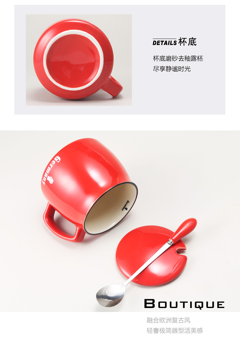 Cốc sữa cốc sáng tạo logo tùy chỉnh bữa ăn sáng gốm với nắp muỗng cà phê lớn cốc đôi đơn giản - Tách bình tập uống nước cho bé