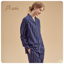 Top melon pure cotton pyjamas lady Long sleeves Clostride sweater striped casual home Suit Spring Fall Outside