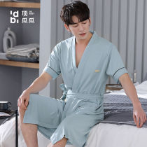 Top melon brand modal mens nightgown summer thin short-sleeved casual yukata Japanese couple pajamas dressing gown
