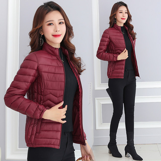 Light and thin down cotton jacket women's short 2023 new thin cotton coat small cotton jacket middle-aged mother autumn and winter coat