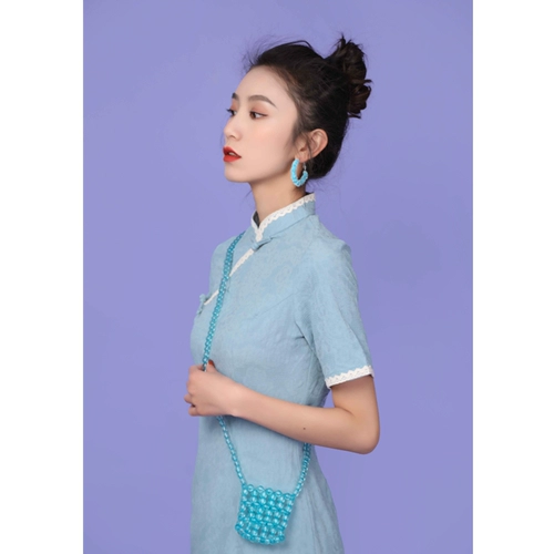 雯卿 Длинное элегантное сексуальное ципао, китайский стиль, облегающий крой, средней длины, городской стиль