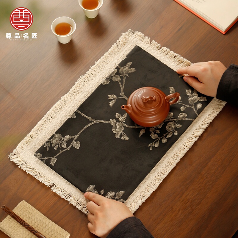 Fabric Dry Tea Mat, New Chinese Style Household Tea Table Insulation Pad, Pot Holder, Waterproof Table Runner, Tea Mat Cloth, Tea Set Accessories Fabric Dry Tea Mat, New Chinese Style Household Tea Table Insulation Pad, Pot Holder, Waterproof Table Runner, Tea Mat Cloth, Tea Set Accessories