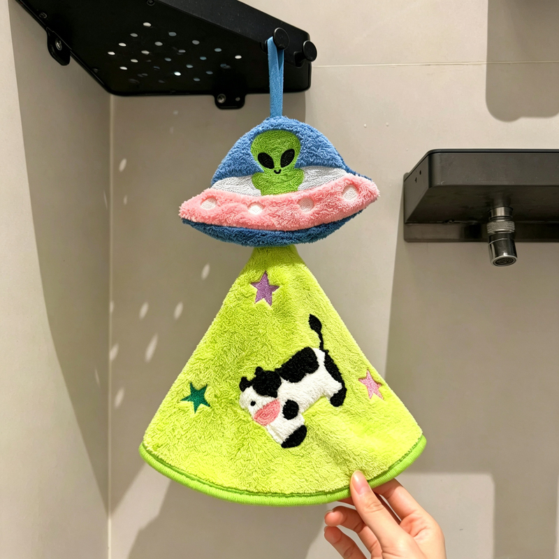 New Ufo Alien Cow Cute Hand Towel Creative Gift for New Home Thickened Quick-Drying Absorbent Towel New Ufo Alien Cow Cute Hand Towel Creative Gift for New Home Thickened Quick-Drying Absorbent Towel