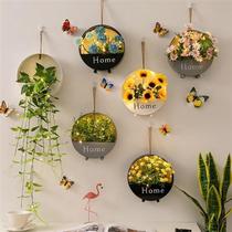 Sunflower sofa background wall hanging wall hanging wall hanging wall hanging flower decoration wall flower basket light luxury