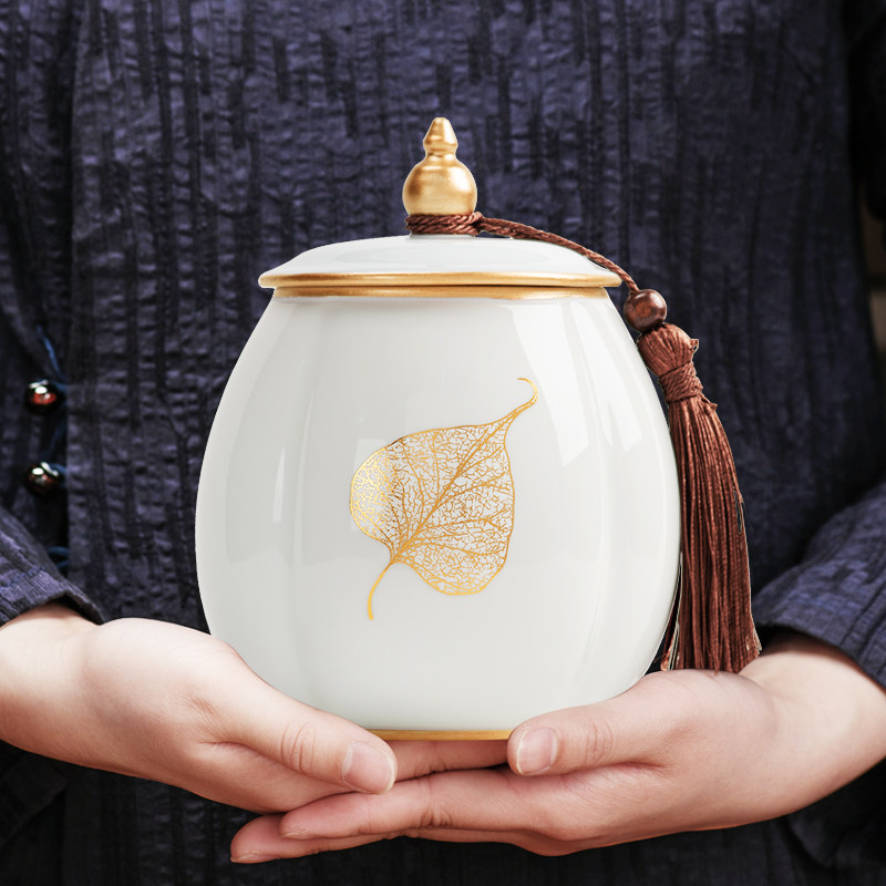 Tea packaging gift box empty new black tea green tea white tea universal half catty ceramic tea leaf tank sealed jar storage tea pot-Taobao