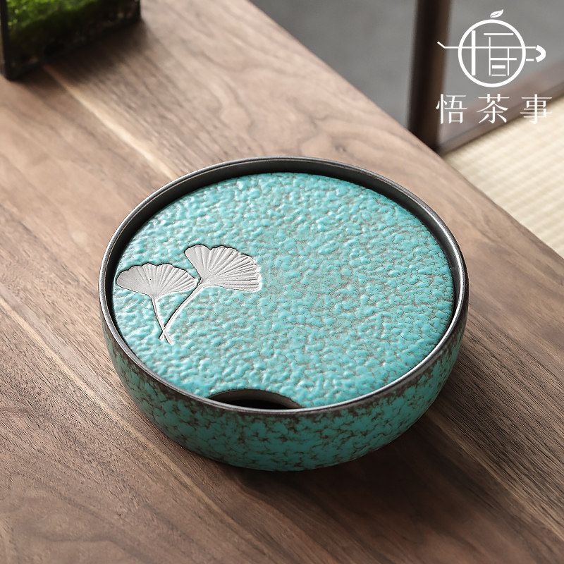 Epiphany Tea Affair Ceramic Dry Tea Pan Chinese Style Retro Simple Kiln Change Green Pine Glazed Kongfu Tea With Home Tea Dei