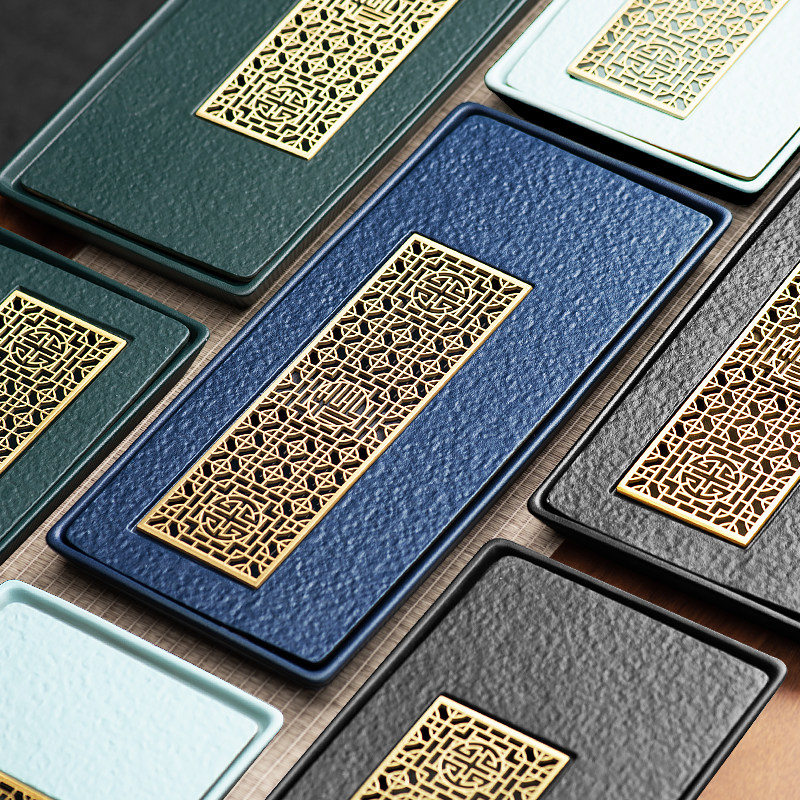 Household simple embedded water storage dry tea tray rectangular Japanese-style small tea table kung fu tea set tea tray tray