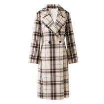 Autumn mecity wool womens season retro check small man long temperament windbreaker coat 5
