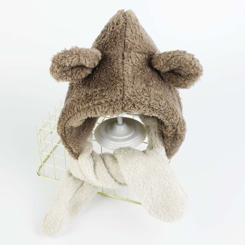 Children's hat winter girl baby warm scarf one boy plus velvet ear cap baby go out windproof autumn and winter