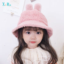 Childrens hat autumn and winter warm female baby plush basin hat boy fisherman Korean cute girl foreign baby