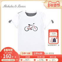 nicholasbears spring and summer boy short-sleeved male baby skin round T-shirt children's casual top children's clothing