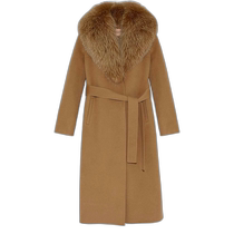Hong Kong direct mail trendy luxury YVES SALOMON womens cashmere fur collar coat 21WYM03319CDXW