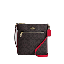 U.S. Direct Mail Coach Mini Rowan Signature Canvas Document Bag Gold Walnut Bold Red