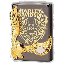 (Direct mail from Japan) ZIPPO Pure Copper Lighter Brown×Gold Harley-Davidson Three-dimensional Eagle Decoration HDP