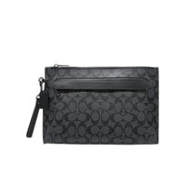 Hong Kong Straight Hair COACH Mens Medium Black C Pattern PVC Document Bag Clutch 29508 CQBK