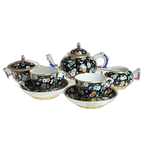 Direct mail from Japan HEREND Wintergreen PFNC Series Black Ground Red Plum Tea Set for Two