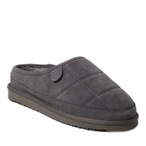 Fireside by Dearfoams Mens Grafton Quilted Authentic Wool Clogs - Gray