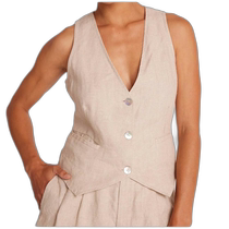bella dahl linen sand color vest - linen sand color (American outlet) straight hair