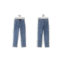 Korean direct mail pippin] washed wide-leg jeans with inner straps
