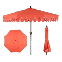 jonathan yTracy 9ft Classic MidCentury Scalloped Tassel Market Patio Umbrella