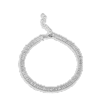 Savvy cie jewels rhodium rectangular anklet - white (American outlet) straight hair
