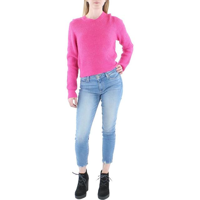 zsupply Women's Crew Neck Cable Knit Pullover Sweater - Pink Straight Hair