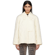 Hong Kong direct mail trendy luxury GANNI womens off-white quilted jacket F8641 zipper