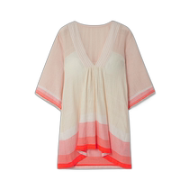 Hong Kong direct mail trendy luxury LEMLEM Womens Belkis frayed striped cotton blend Turkish caftan L