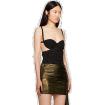 Hong Kong direct mail trendy luxury Gcds womens black sequin jumpsuit FW23W610242 shoulder straps backless