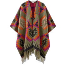 Hong Kong Direct Mail Fashion Luxury Woolrich Womens American Geometric Pattern Cape