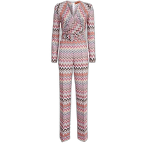 Hong Kong direct mail trendy luxury MISSONI Missoni womens zigzag pattern gold and silver thread viscose fiber long style