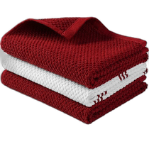 Zulay Kitchen Absorbent Kitchen Towels Cotton 3 Pack 15x25 - Striped Red (USA