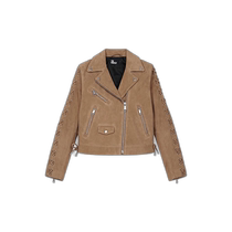 Hong Kong direct mail trendy luxury The Kooples womens zipper decorated suede motorcycle jacket