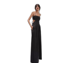 Hong Kong Direct Mail Trendy Luxury Topshop Womens Finely Tailored Pinstripe Jumpsuit (Black) One-piece