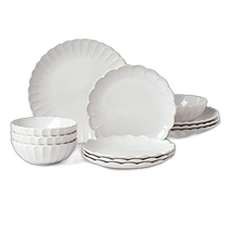 Lenox French Perle Scallop 12-Piece Dinnerware Set 17 70 lbs White -