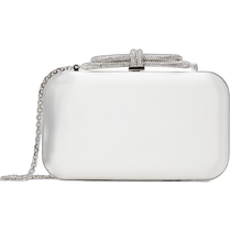 Hong Kong Direct Mail Trendy Luxury MACH MACH Womens White Double Bow Satin Clutch P