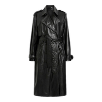 Hong Kong Direct Mail Fashion Luxury Allsaints Womens Hendry Loose Fit Long Leather Windbreaker