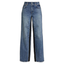 (Direct Mail from the United States) Alice Olivia Parker Jeans Womens Wide-Leg Short Five-Pocket Design