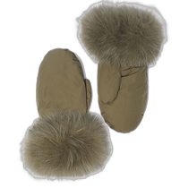 Hong Kong direct mail trendy luxury YVES SALOMON womens technical fabric fox fur mittens 23WA