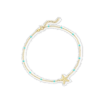 Ross-Simons Italian 14 karat gold starfish and blue enamel standing anklet - 9