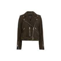 Hong Kong Direct Mail Fashion Luxury Allsaints Womens Balfern Belted Slim Suede Rider Jacket