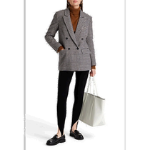 Hong Kong direct mail trendy luxury Maje Womens Votale double-breasted houndstooth wool blend tweed suit outer
