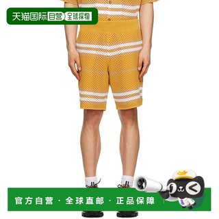1 hour refundable hong kong direct mail trendy luxury burberry men's yellow striped shorts 806589