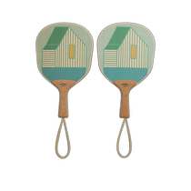 European direct mail HERMES Hermès green and brown mixed color printed wood assembly beech beach racket with ball