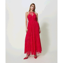 Hong Kong direct mail trendy luxury Twinset womens lace long dress skirt 241TP2351 halter neck