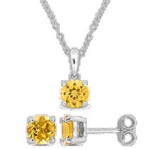 Mimi Max 2 1 3 CT TGW Citrine 2 piece pendant set with chain and sterling silver earrings -