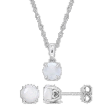 Mimi Max 1 4 5 Carat TGW Opal 2 Piece Pendant Chain and Sterling Silver Earrings -
